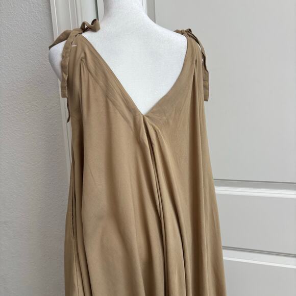 Style Park 1 Made in Bali Tan 100% Rayon Jumpsuit Boho Bohemian One Size - Picture 6 of 10